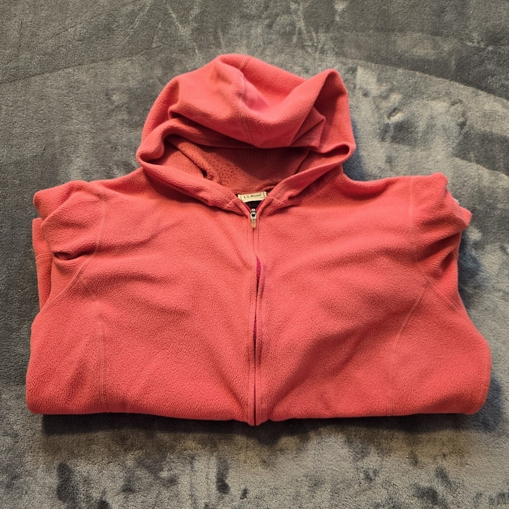 L.L.Bean Coral Full Zip Fleece Size Medium